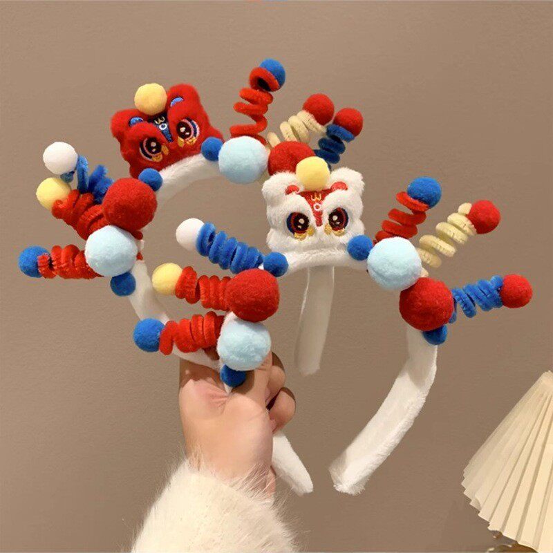 新年醒狮扭扭棒发箍可爱彩色头箍