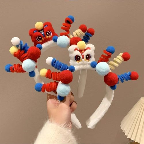 新年醒狮扭扭棒发箍可爱彩色头箍