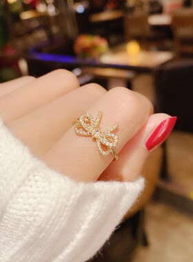 韩系轻奢小众铜锆石可调女戒