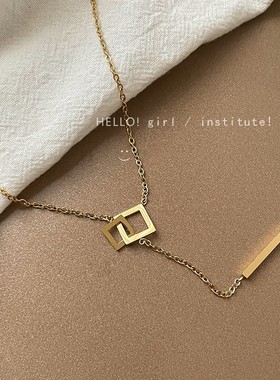 方块长条吊坠项链配饰高级感秋冬毛衣链2024新款爆款气质锁骨链女