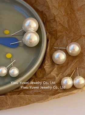 S925银针养耳洞韩代fever同款复古珍珠耳环韩国ins网红气质耳钉女