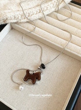 本命年珍珠虎眼石小马毛衣链