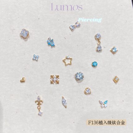 Lumos BabyBlue系列 设计感F136植入级内螺旋钛合金耳钉耳骨钉