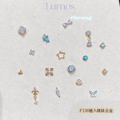 Lumos BabyBlue系列 设计感F136植入级内螺旋钛合金耳钉耳骨钉