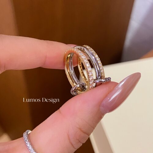 Lumos 三层环扣 简约设计感高级感双色时尚戒指女小众设计 R006
