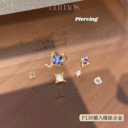 Lumos 西西里岛 浅坦桑灵蛇F136内螺旋钛合金耳钉耳蜗耳骨钉T138