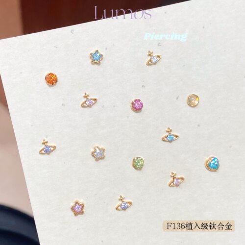 Lumos Mercury  mini星球F136内螺旋钛合金耳钉耳骨钉Flat钉 T157