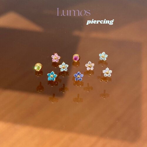 Lumos雾枝桃mini桃花钛合金耳钉