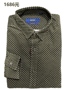 时尚 100%棉男士 休闲长袖 衬衣修身 品牌商场同款 法兰绒秋冬季 1686元