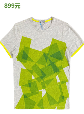商场同款正品899元舒适纯棉男士短袖T恤修身微弹时尚圆领夏季透气