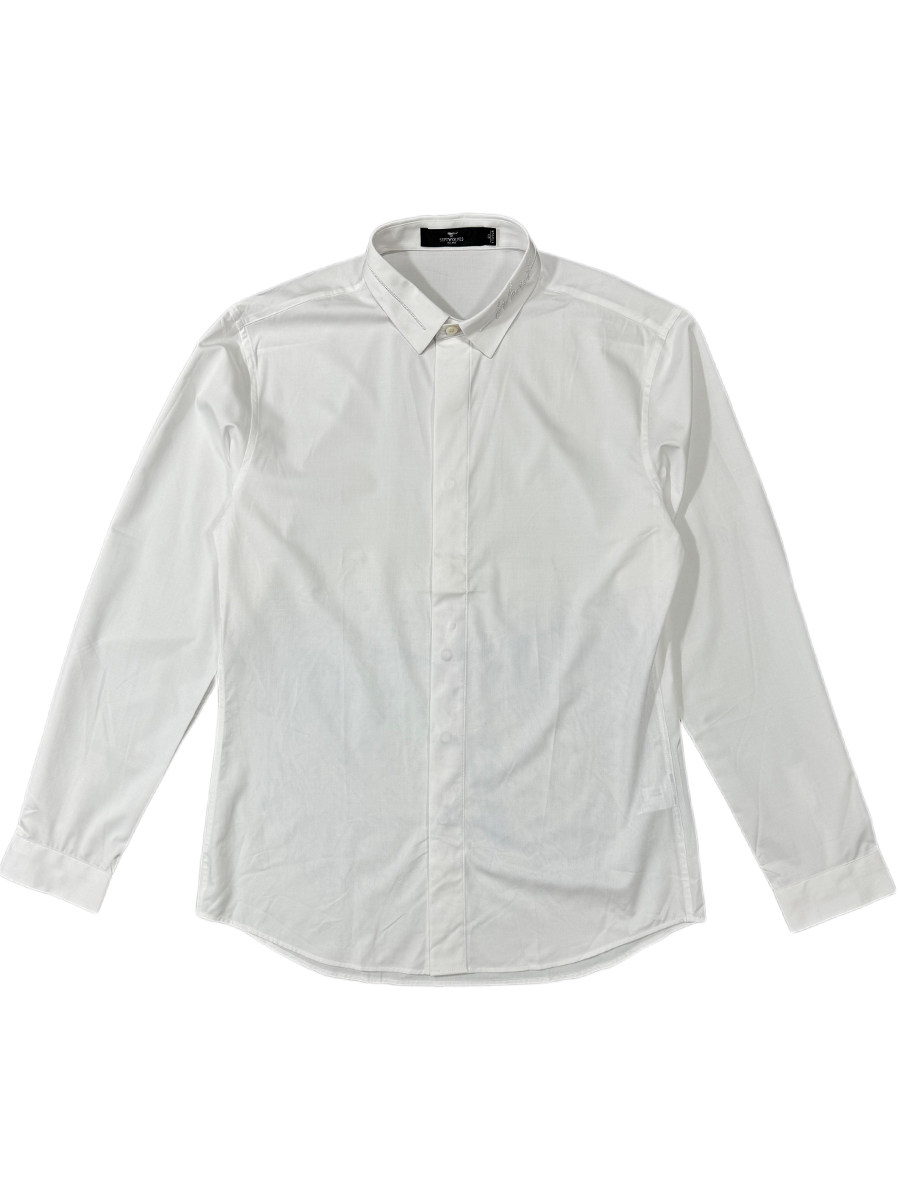 品牌杂款样衣男士商务休闲纯棉衬衫长袖尖领纯白色上班日常修身帅