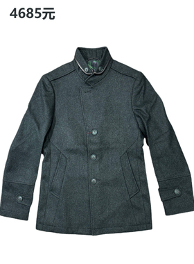 品牌正品撤柜原4685元男士羊毛呢大衣中长款商务休闲立领修身羊皮