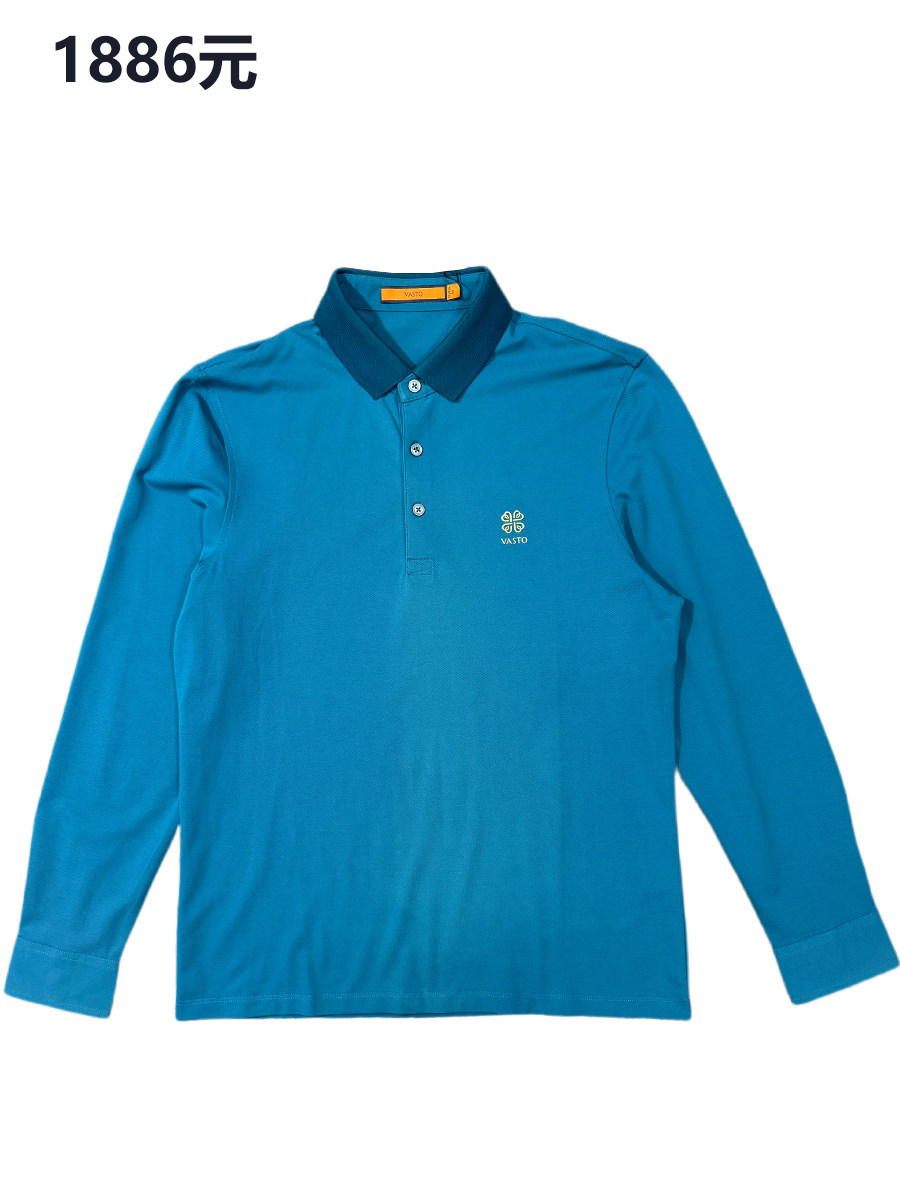 瑕疵专柜撤柜男士商务休闲长袖T恤纯棉 翻领开衫纯色修身日常上班