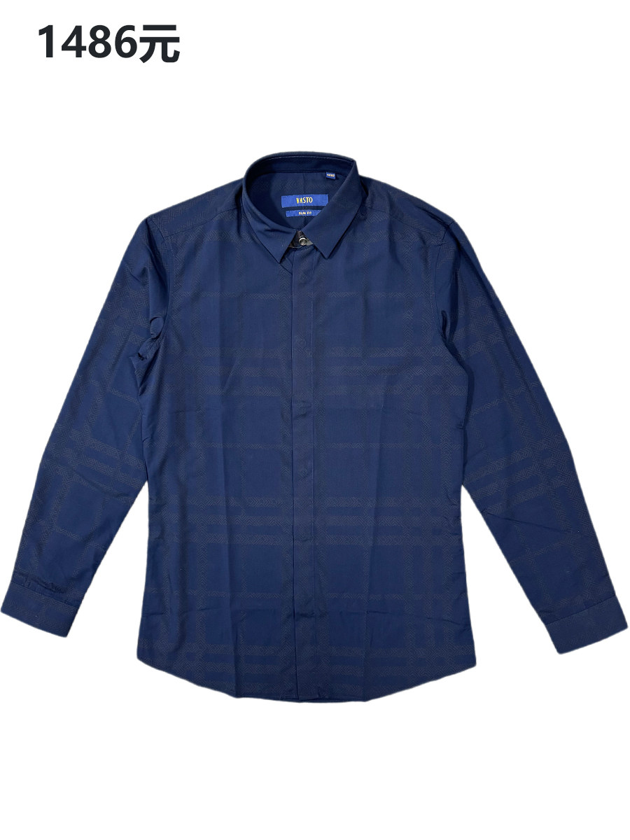 商场专柜正品原1486元男士时尚休闲长袖衬衫修身版型尖领都市青年