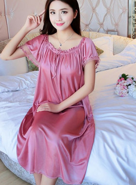 中年冰丝绸缎短袖妈妈装家居服