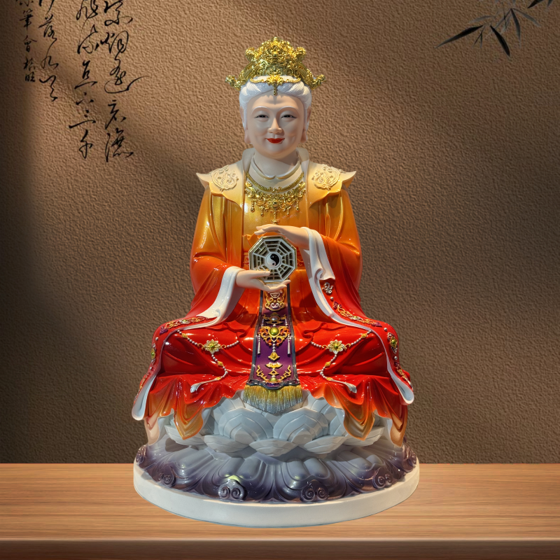 汉白玉瓷无生老母神像无极老母骊山圣母娘娘家用供奉摆件新款