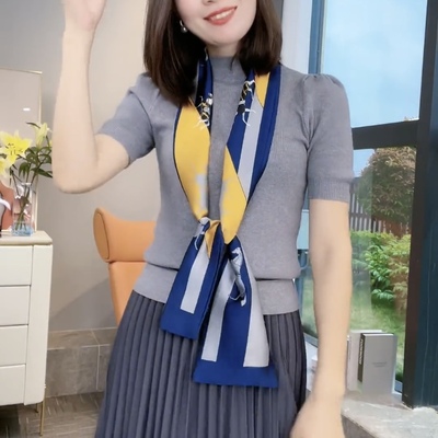 丝巾小长条搭配衬衫围巾