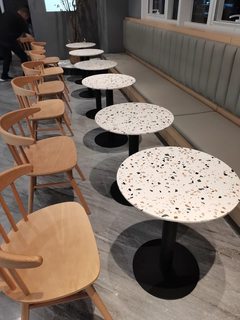 水磨石餐桌 圆形咖啡桌茶桌 餐厅酒吧北欧现代户外商用 清仓处理