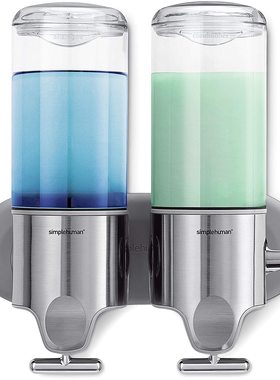 美国Simplehuman 浴室用沐浴露洗发水不锈钢皂液分配器免打孔按压