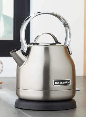 德国 KITCHENAID/凯膳怡 银色复古不锈钢高品质电热烧水壶咖啡壶