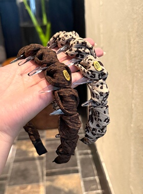 熹金豹纹带齿金标发箍女高颅顶显发量显脸小温柔百搭日常外戴韩系