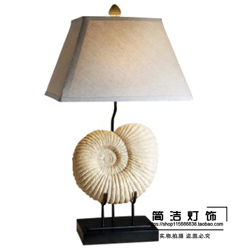 创意海螺地中海复古树脂灯具温馨卧室床头灯客厅欧式浪漫装饰台灯