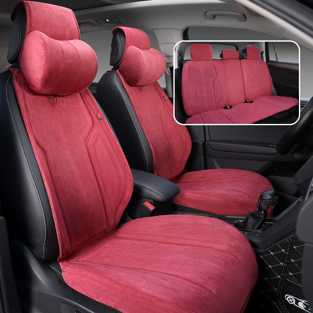 高档汽车坐垫四季通用新款翻毛皮乳胶棉马鞍垫小蛮腰座套冬季座垫