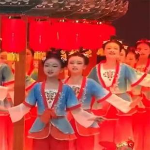 元旦儿童开门红演出服春晚喜庆开场舞元夕古装汉服古典汉唐舞鱼灯