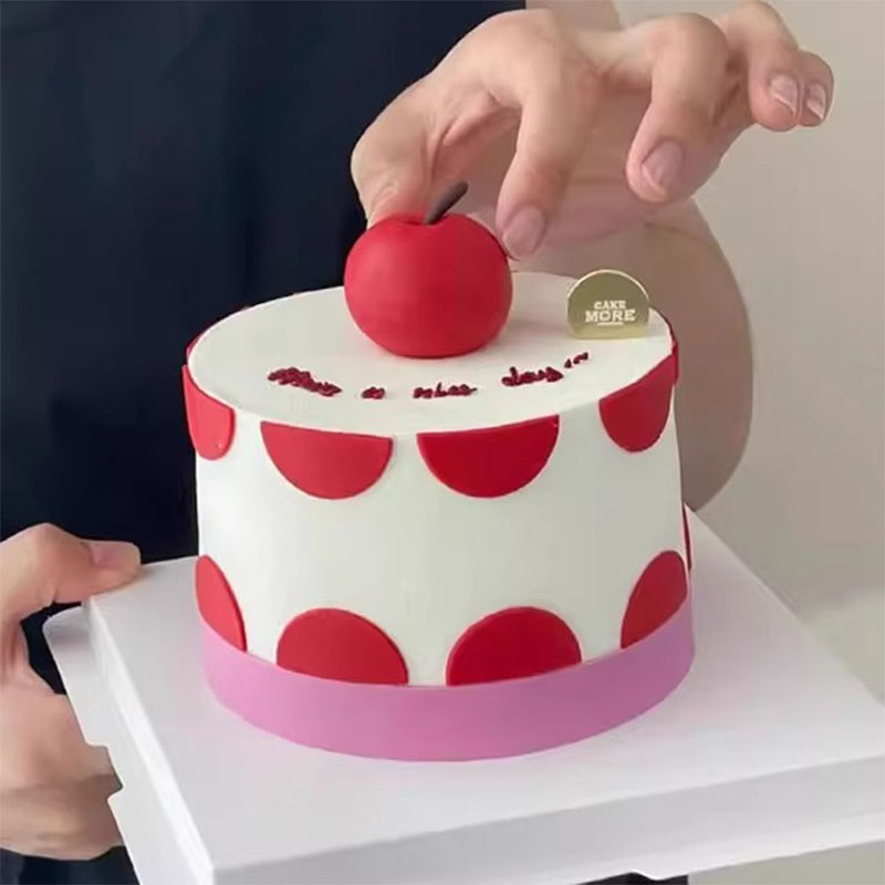 软陶立体小苹果女生生日蛋糕装饰摆件网红一颗红苹果甜品装扮插件