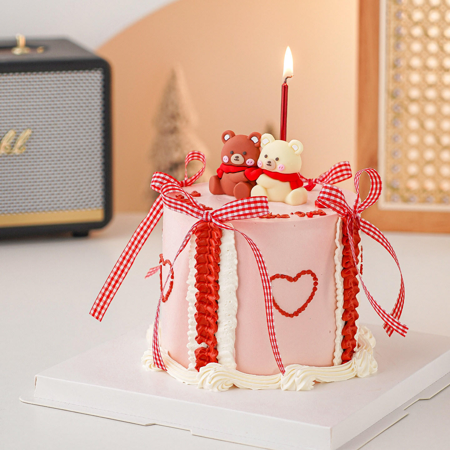 2.14红围巾连体小熊蛋糕装饰摆件情人节快乐情侣纪念日告白装扮,节庆用品/礼品,蛋糕/烘焙装饰用品,淘宝优惠券,粉丝福利购,淘宝优惠卷