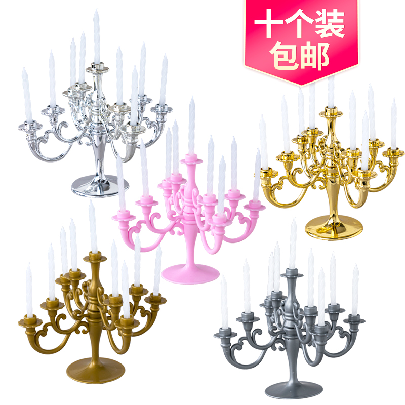 复古生日蜡烛蛋糕烘焙甜品台布置