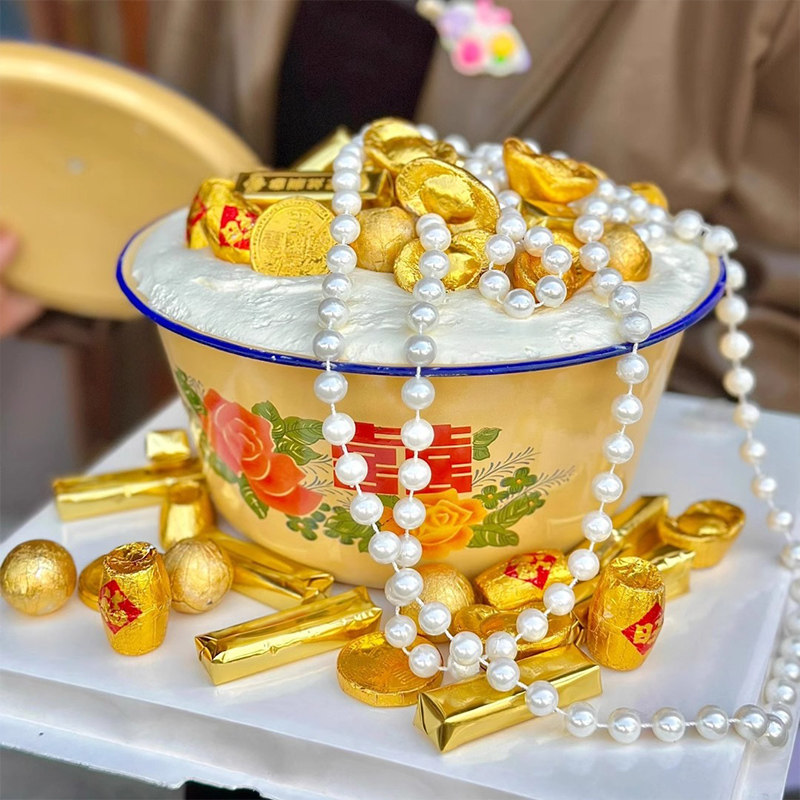 搞怪猪油盆蛋糕装饰摆件大红花搪瓷盆复古趣味网红生日装扮配件,节庆用品/礼品,节日装扮用品,淘宝优惠券,粉丝福利购,淘宝优惠卷