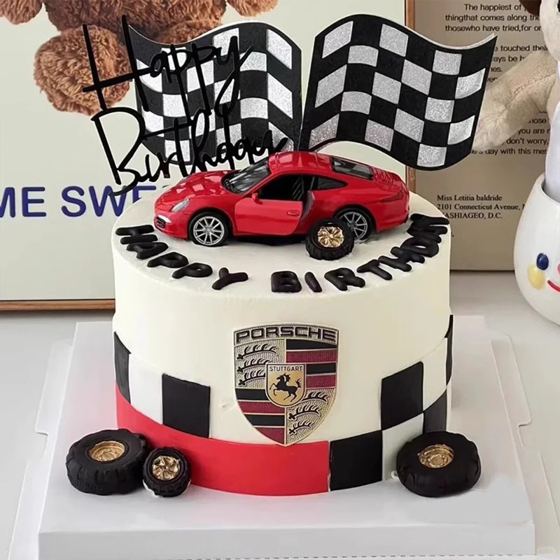 汽车蛋糕装饰红色跑车赛车敞篷车越野车摆件男神男士爸爸生日装扮