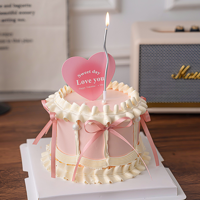 七夕情人节蛋糕装饰love you情侣表白爱心卡片蝴蝶结丝带装扮插件