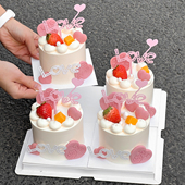 网红浪漫2.14情人节快乐蛋糕装 饰情侣表白双层love亚克力告白插件