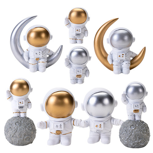 太空宇航员生日蛋糕摆件儿童银河系宇宙装饰黑白星球飞船周岁插件 - 封面