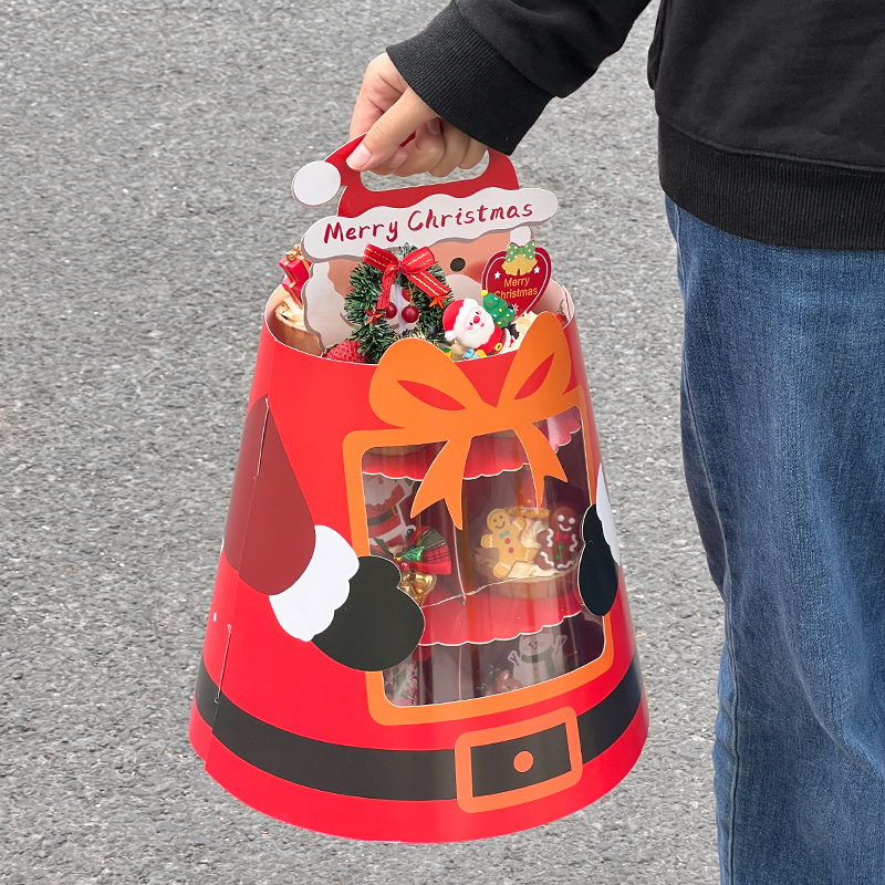 2026圣诞节草莓塔纸杯蛋糕装饰老人草圈雪人摆件圣诞塔手提盒装扮