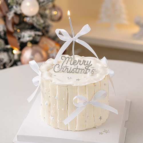 2026圣诞节唯美蛋糕装饰Merry Christmas毛毡水钻节日甜品插件