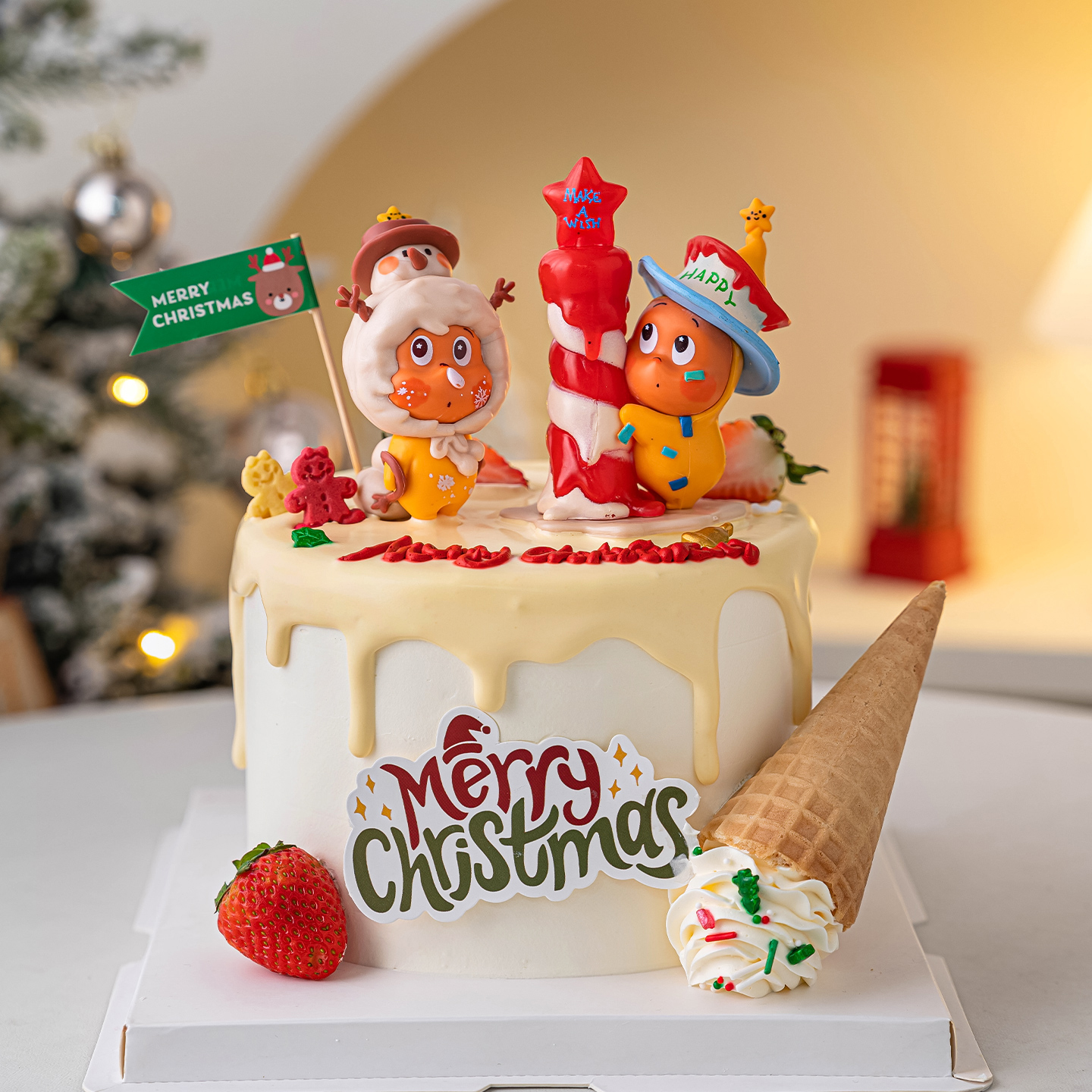 2026圣诞节星星人蛋糕装饰摆件MerryChristmas平安夜派对插牌插件