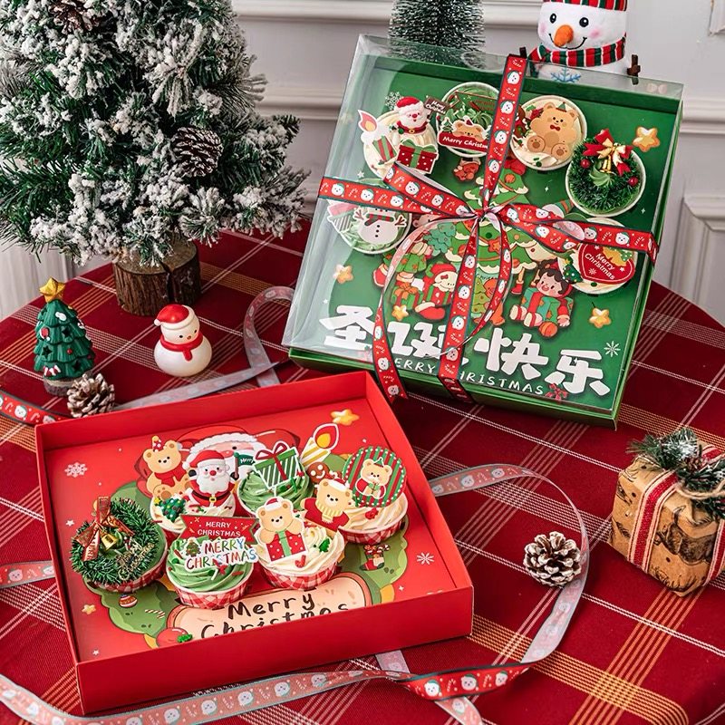 2026圣诞节纸杯蛋糕装饰手提包装打包盒圣诞老人雪人蛋糕装饰插牌,节庆用品/礼品,蛋糕/烘焙装饰用品,淘宝优惠券,粉丝福利购,淘宝优惠卷