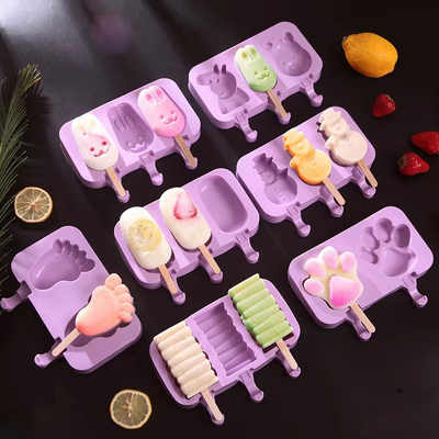 diy冰淇淋模具硅胶雪糕模具食品级带盖制冰盒冰糕冰激凌冰棒模具