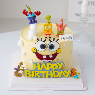 饰黄宝宝黄胖子粉胖子摆件可爱烘焙装 儿童生日卡通蛋糕装 扮配件