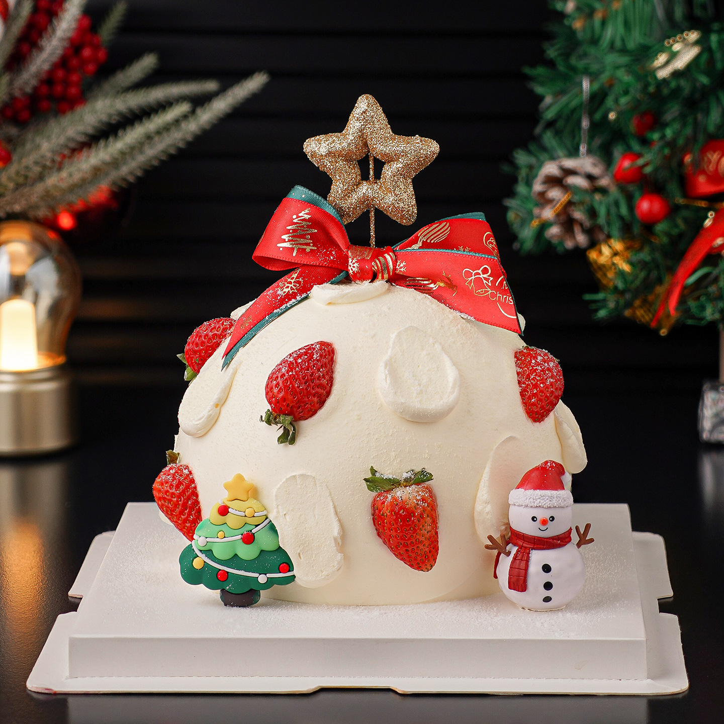 2026圣诞节快乐镂空五角星蛋糕装饰雪人星星圣诞树甜品台派对装扮