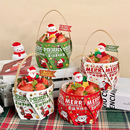 2026圣诞节旋转手提盒蛋糕装 扮 饰老人雪人礼物盒子插件节日快乐装