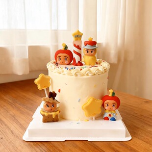 卡通软胶红苹果星星人蛋糕装 扮 饰蜡烛星人儿童生日派对甜品烘焙装