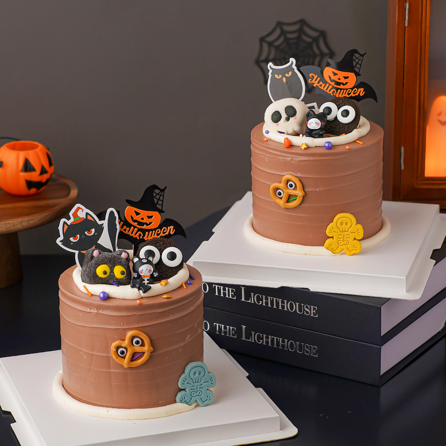 2025万圣节搞怪骷髅棉花糖蛋糕装饰摆件万圣节快乐亚克力恶魔插牌