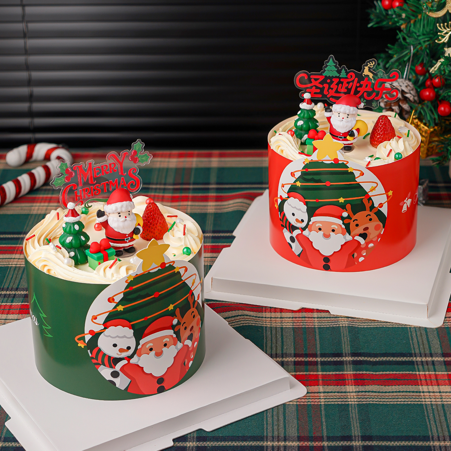 2026圣诞节围边蛋糕装饰背包老人圣诞节快乐亚克力平安夜甜品插件