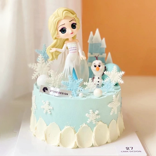 饰白衣冰雪女王爱莎小公主摆件雪花雪人插件 儿童女孩生日蛋糕装