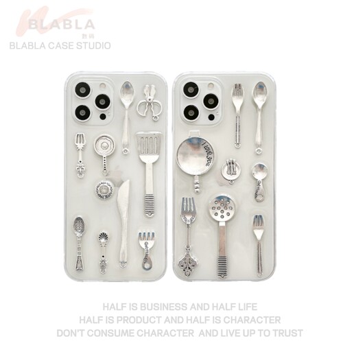 创意做旧复古立体餐具苹果手机壳