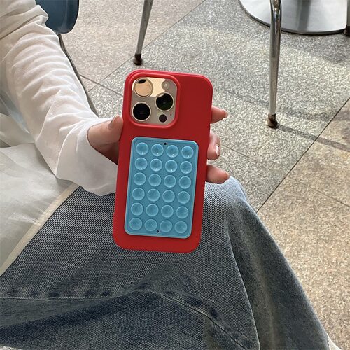 纯色简约液态硅胶吸盘支架手机壳